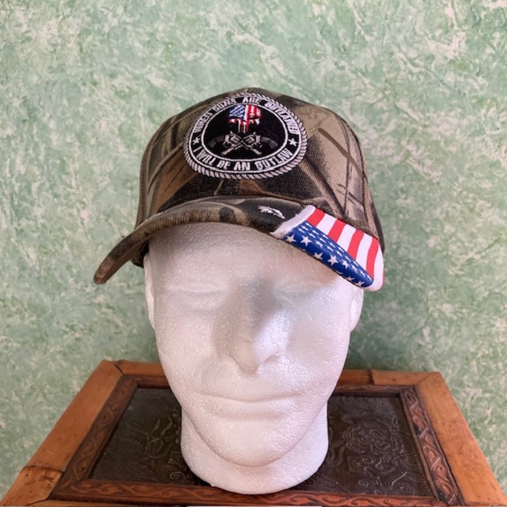 KYS DESIGN camouflage  men's ball cap, never worn, "When guns are outlawed I wil